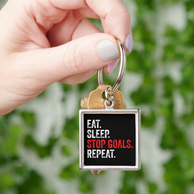 Eat Sleep Stop Goals Repeat - Goalkeeper      Key Ring (Hand)
