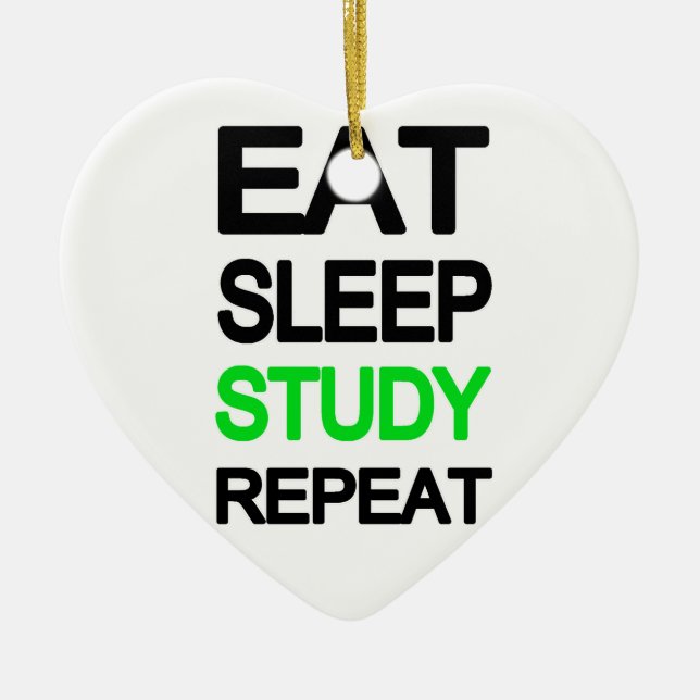 Eat sleep study repeat ceramic tree decoration (Front)