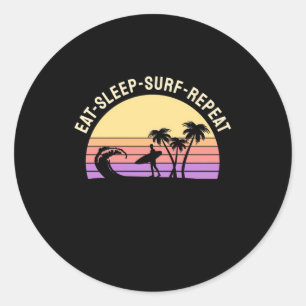 Eat Sleep Surf Repeat Classic Round Sticker