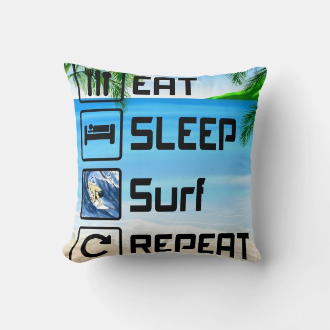 Eat Sleep Surf Repeat Cushion (Front)
