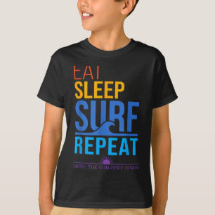 Eat sleep surf repeat retro sunset colours surfing T-Shirt