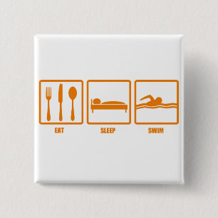 Eat Sleep Swim 15 Cm Square Badge