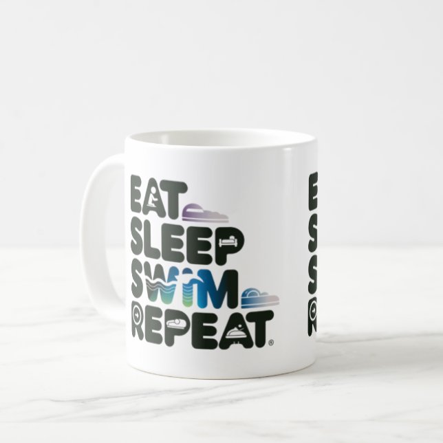 Eat Sleep Swim Repeat - Fun Mug for Swim Lovers (Front Left)