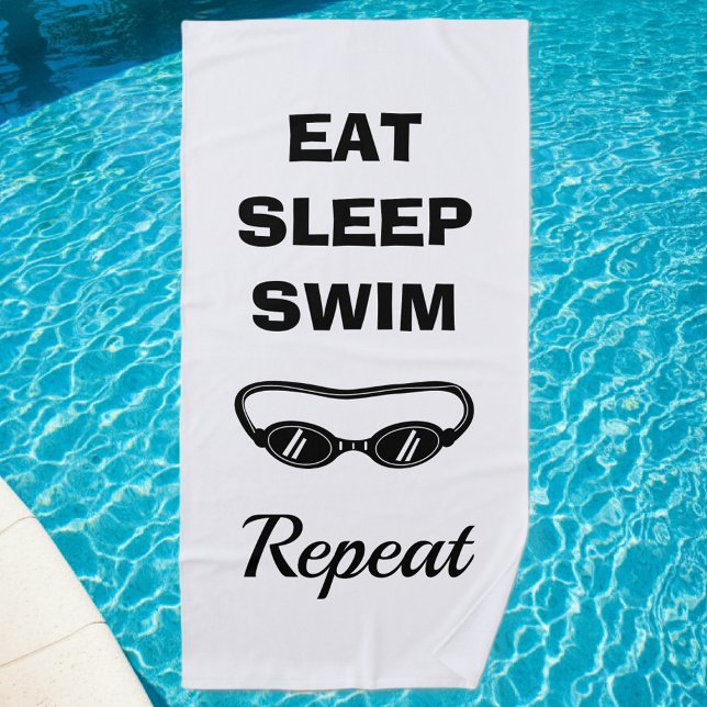 Eat sleep swim repeat funny goggles beach towel (swim towel)