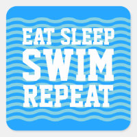 Eat sleep swim repeat funny water sports stickers