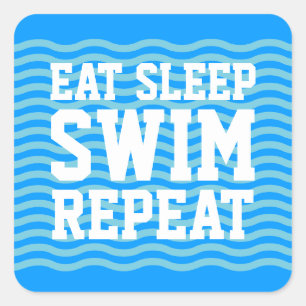 Eat sleep swim repeat funny water sports stickers
