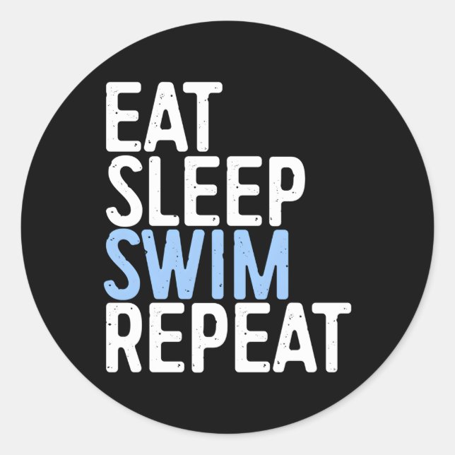 Eat Sleep Swim Repeat Swimmer Gif Classic Round Sticker (Front)