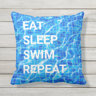 Eat Sleep Swim Repeat Swimming Pool Aquatic Cushion
