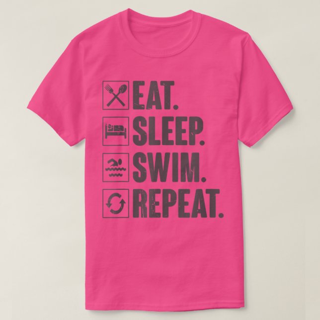 Eat Sleep Swim Repeat Tee Funny Swimming Swimmer G (Design Front)