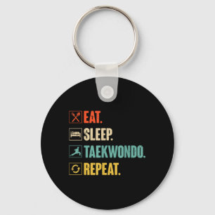 Eat Sleep Taekwondo Repeat Retro Vintage Taekwondo Key Ring