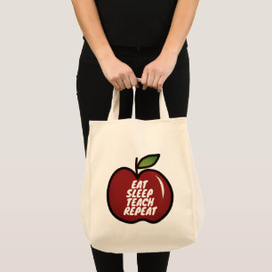 Eat Sleep Teach Repeat tote bag for schook teacher