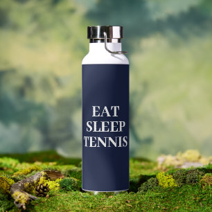 Eat Sleep Tennis Navy Blue Water Bottle