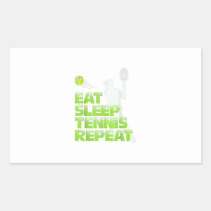 eat sleep tennis repeat sport gift rectangular sticker