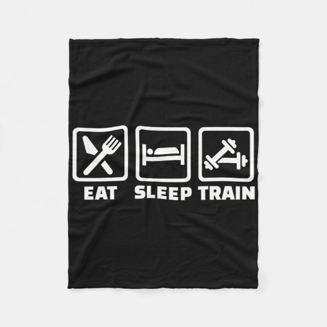 Eat Sleep Train Barbells  Fleece Blanket (Front)