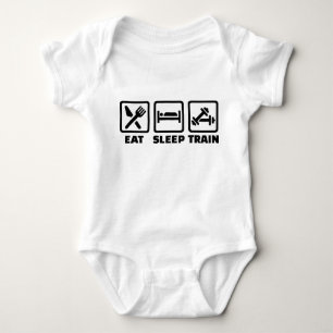 Eat Sleep Train Bodybuilding Baby Bodysuit