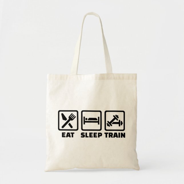 Eat Sleep Train Bodybuilding Tote Bag (Front)