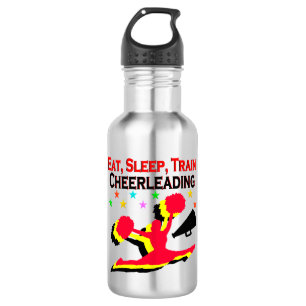 EAT, SLEEP TRAIN CHEERLEADING RED DESIGN 532 ML WATER BOTTLE