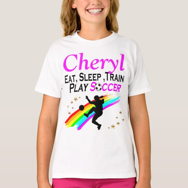EAT, SLEEP, TRAIN PLAY SOCCER PERSONALIZED TEE (Front)