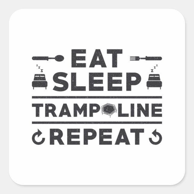 Eat Sleep Trampoline Repeat Trampolining Gymnast Square Sticker (Front)
