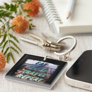 Eat Sleep Travel Repeat - Machu Picchu, Peru Key Ring