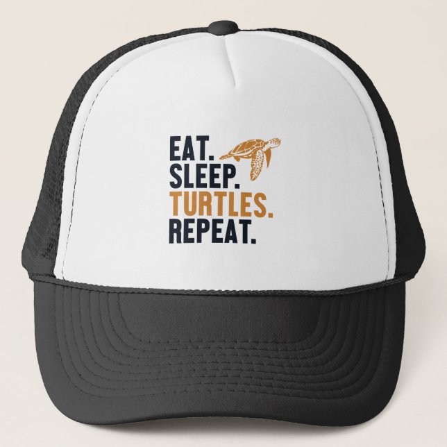 Eat Sleep Turtles Repeat Tortoise Painted Lover Co Trucker Hat (Front)