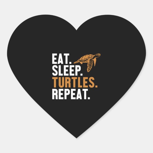 Eat Sleep Turtles Repeat Tortoise Painted Lover Heart Sticker (Front)