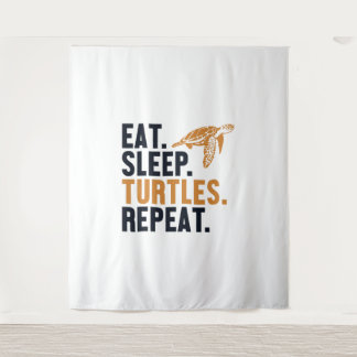 Eat Sleep Turtles Repeat Tortoise Painted Lover  Tapestry