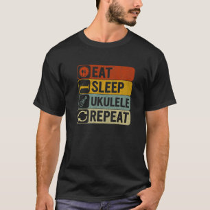 Eat Sleep Ukulele Repeat Retro 60s 70s Ukulele T-Shirt