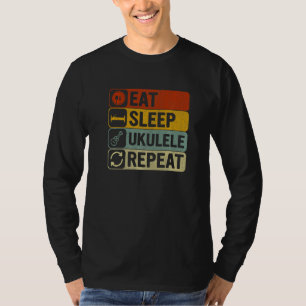 Eat Sleep Ukulele Repeat Retro 60s 70s Ukulele T-Shirt