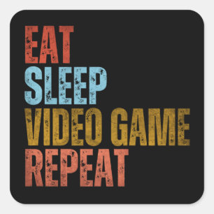 EAT SLEEP VIDEO GAME REPEAT SQUARE STICKER