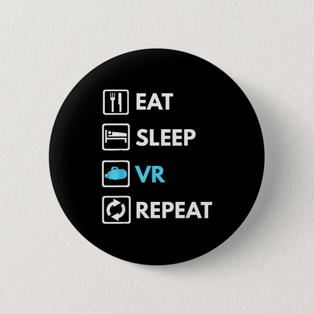 Eat Sleep Vr Repeat Funny Vr Gamer Boy Vr Athlete  6 Cm Round Badge (Front)