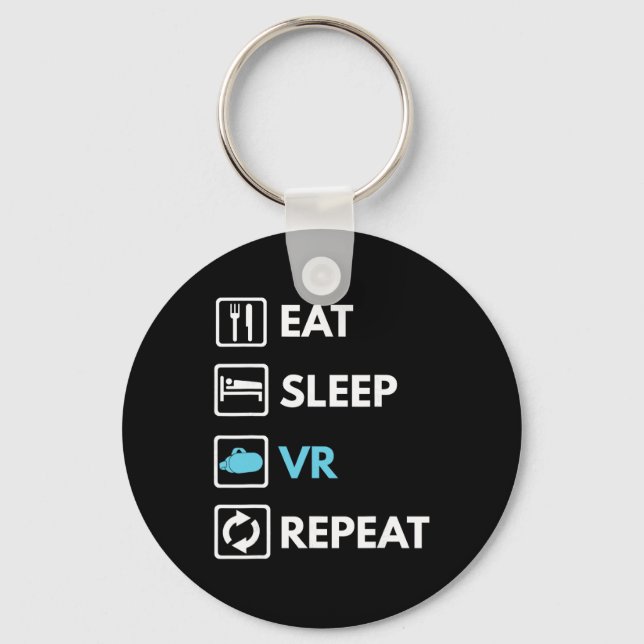 Eat Sleep Vr Repeat Funny Vr Gamer Boy Vr Athlete  Key Ring (Front)