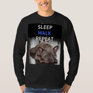 EAT SLEEP WALK REPEAT Bulldog Back Logo Short Slee T-Shirt