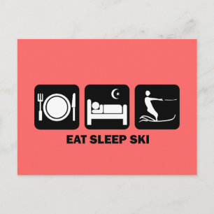 eat sleep water ski postcard