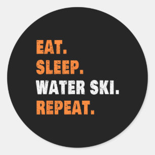 Eat Sleep Water Ski Repeat Classic Round Sticker