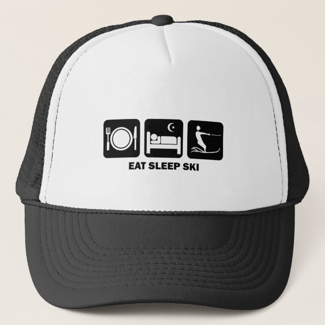 eat sleep water ski trucker hat (Front)
