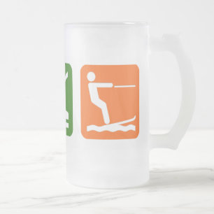 Eat Sleep Water Skiing Frosted Glass Beer Mug