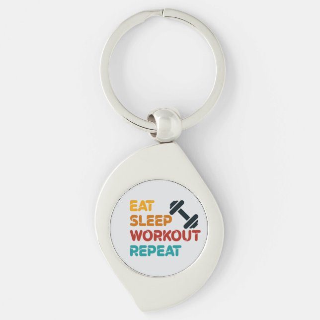 Eat Sleep Workout Repeat Key Ring (Front)