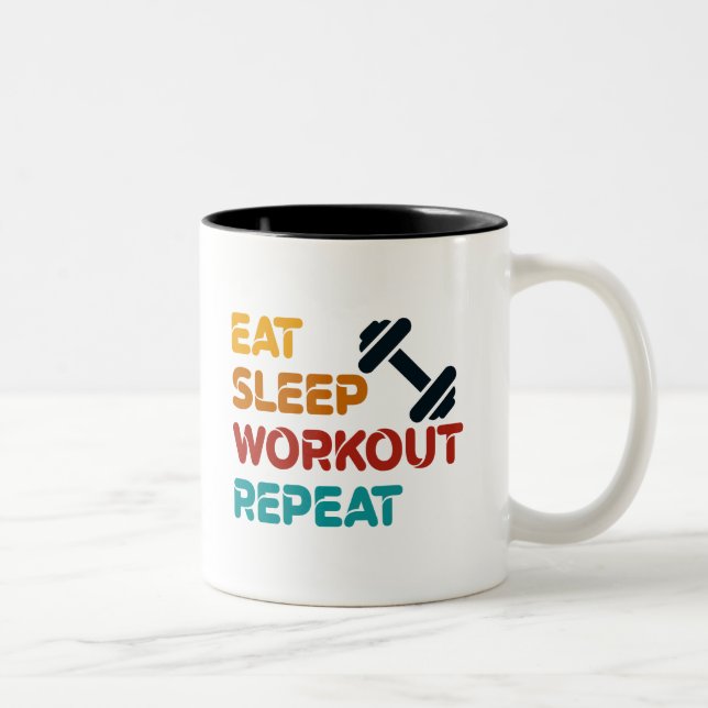 Eat Sleep Workout Repeat Two-Tone Coffee Mug (Right)