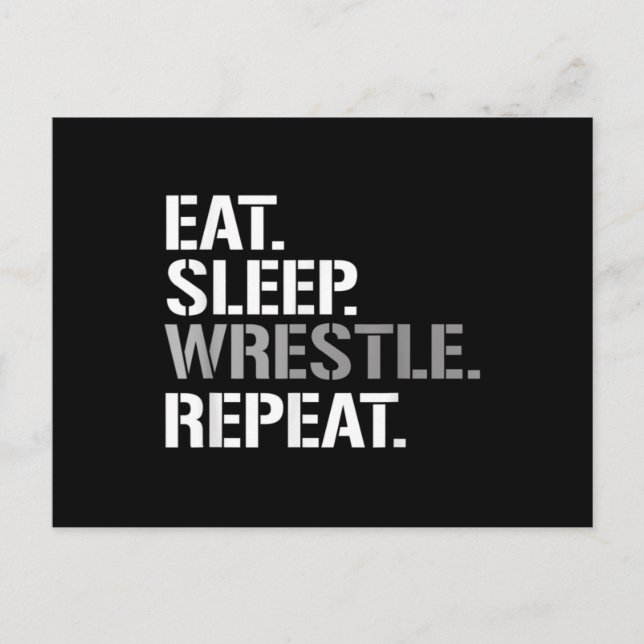 Eat Sleep Wrestle Repeat - Cool Wrestling Postcard (Front)