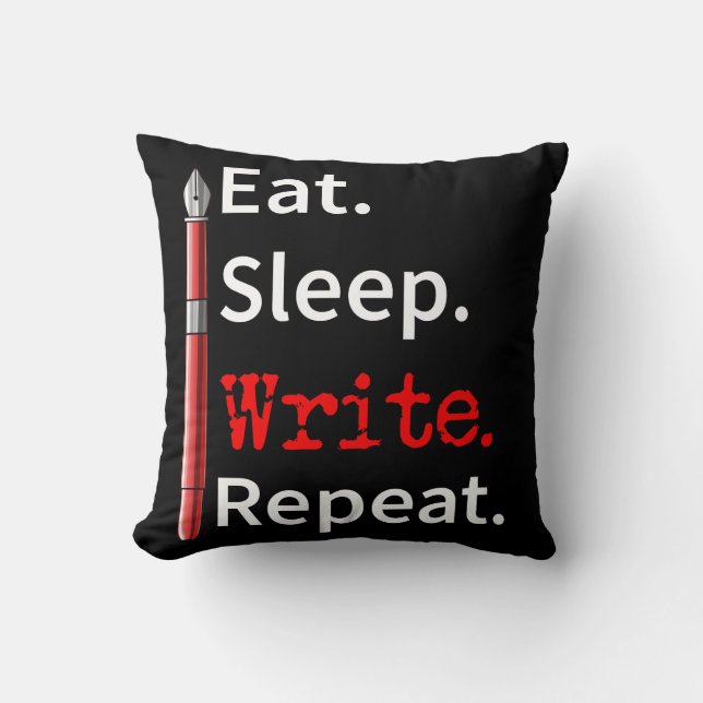 Eat Sleep Write Repeat Writer Cushion (Front)