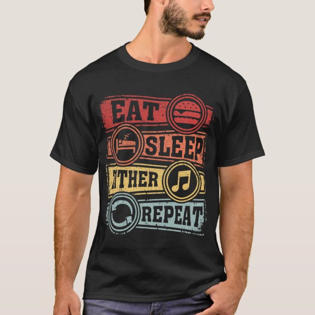 Eat Sleep Zither Repeat T-Shirt (Front)