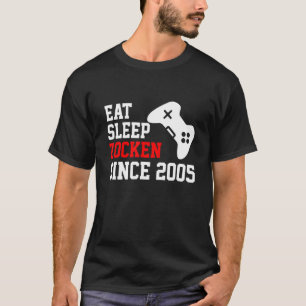 Eat Sleep Zocken Since 2005 Nerd Geek Gamer Game D T-Shirt