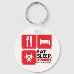 Eat Sleep Zombies - Red Key Ring