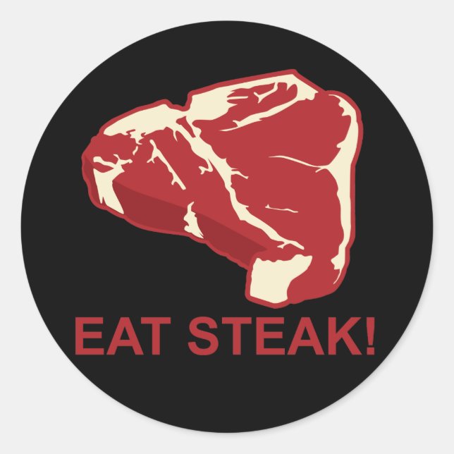 Eat STeak Classic Round Sticker (Front)