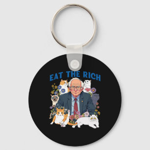 Eat The Rich Bernie Sanders Floral Cat Resist Agai Key Ring