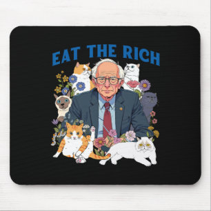 Eat The Rich Bernie Sanders Floral Cat Resist Agai Mouse Pad