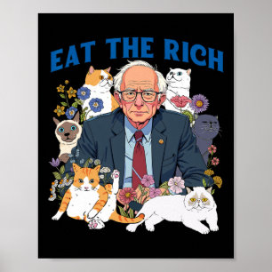 Eat The Rich Bernie Sanders Floral Cat Resist Agai Poster