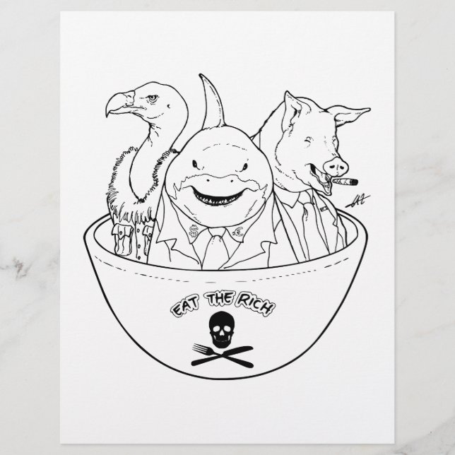 Eat the Rich! - Colouring page. (Front)