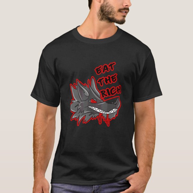 Eat The Rich Furry Fandom Fursuiting Cosplay T-Shirt (Front)